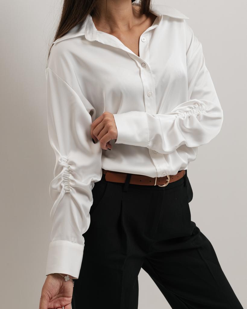 Рубашка с рукавами со сборкой Modalinda 46353 36 белая