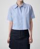 MUSINSA STANDARD WOMAN Women'S Oxford Crop Short Sleeve Shirt [Blue]