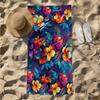 1pc Vivid Tropical Floral Pattern 2D Printed Microfiber Beach Towel, quick dry super absorbent. Great for beach, pool
