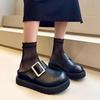 Hong Kong style golden buckle Boken shoes big head sweet cool bag head half slippers women wear thick-soled lazy sandals in the summer of 2024