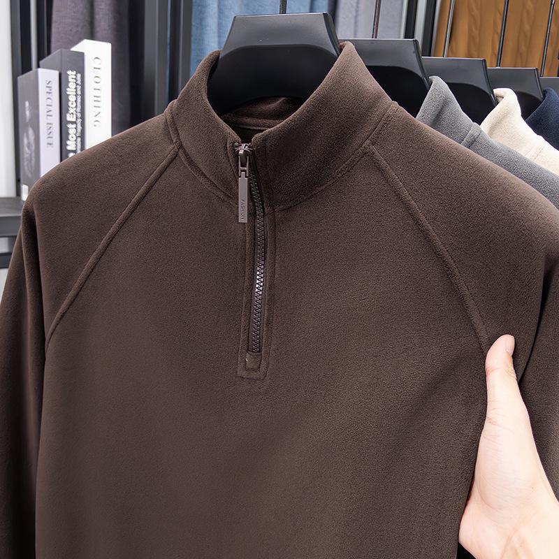 

Men s Wool-Lined Half-Zip Hoodie for Autumn & Winter M (48 kg; 90-100 jin) кавовий