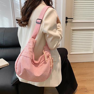 Dumpling Bag Women's Corduroy Messenger Bag Large Capacity Shoulder Bag Casual Women's Bag Simple Versatile Sports Commuter Backpack