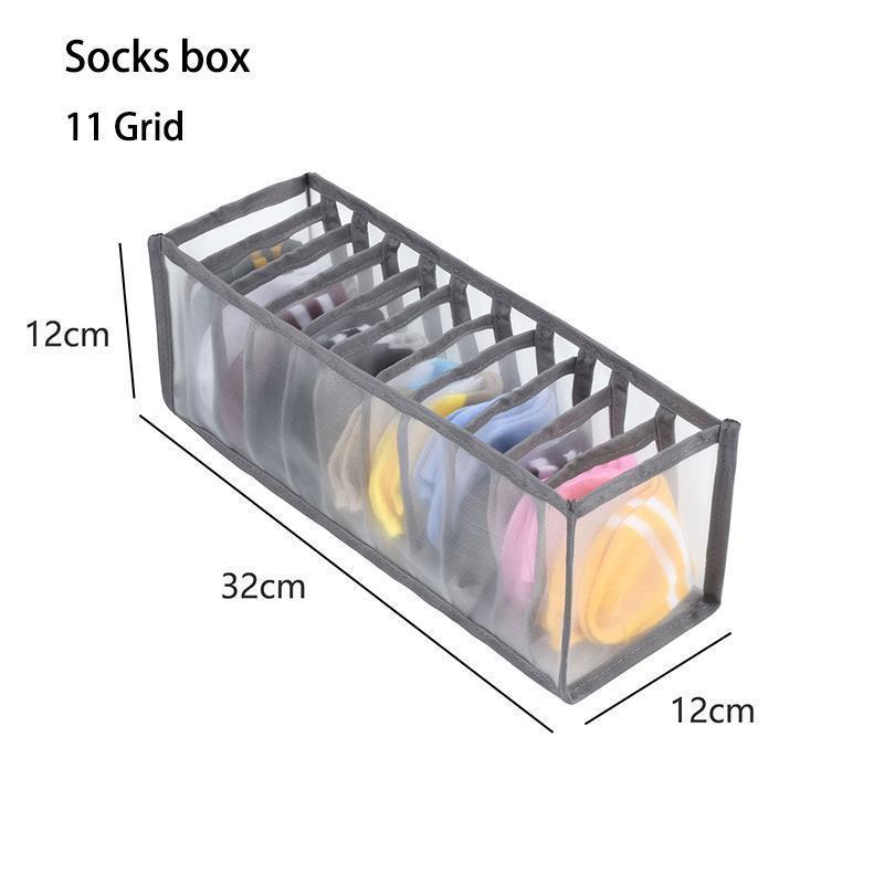 6/7/9/11 Grids Washable Jeans Compartment Storage Box Closet Clothes Drawer Mesh Separation Box Stacking Pants Storage Artifact
