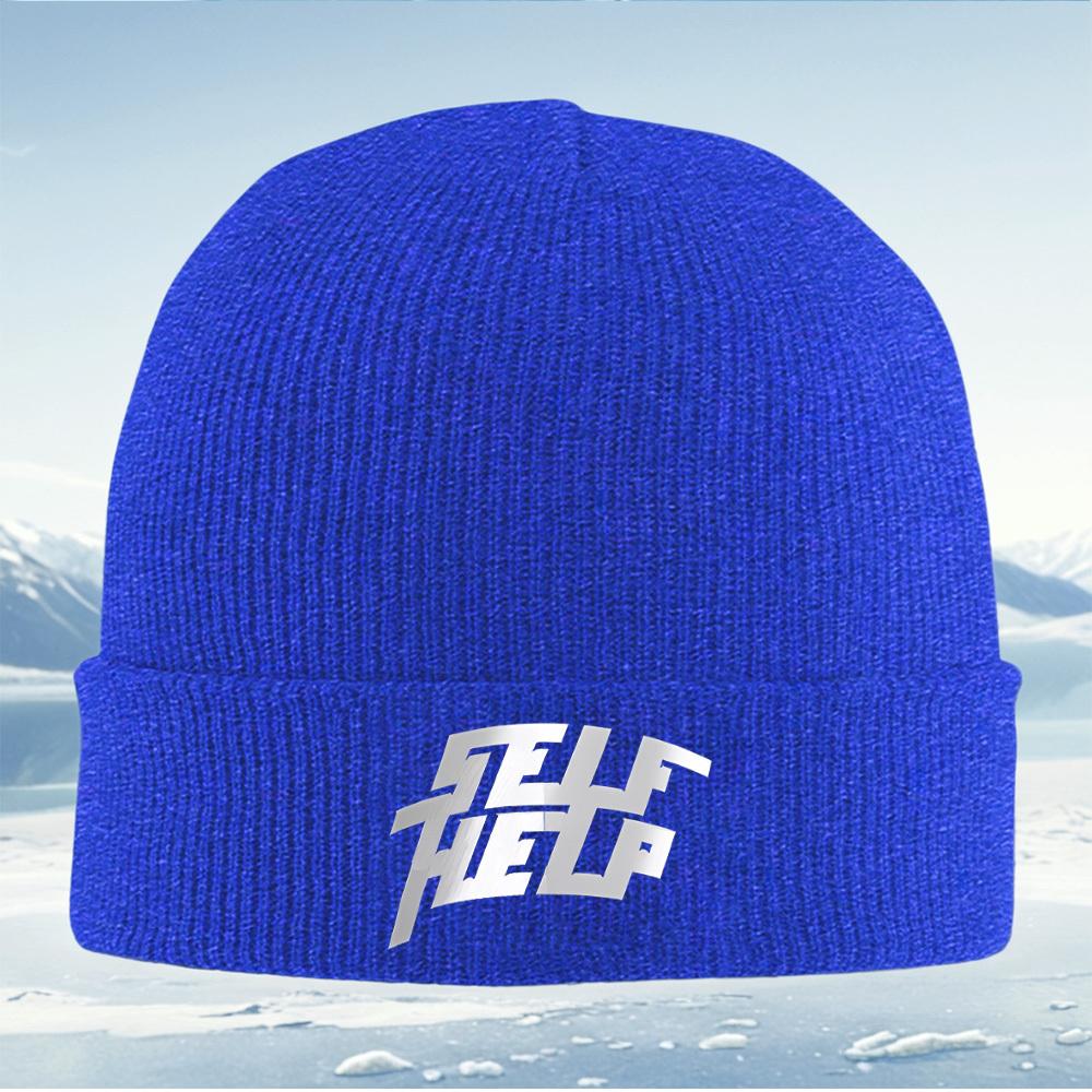 Bold self help white text on black Men Women Unisex Knitted Hat Beanie Pullover Cap Winter Thermal Warm Christmas Outdoor Cyclin