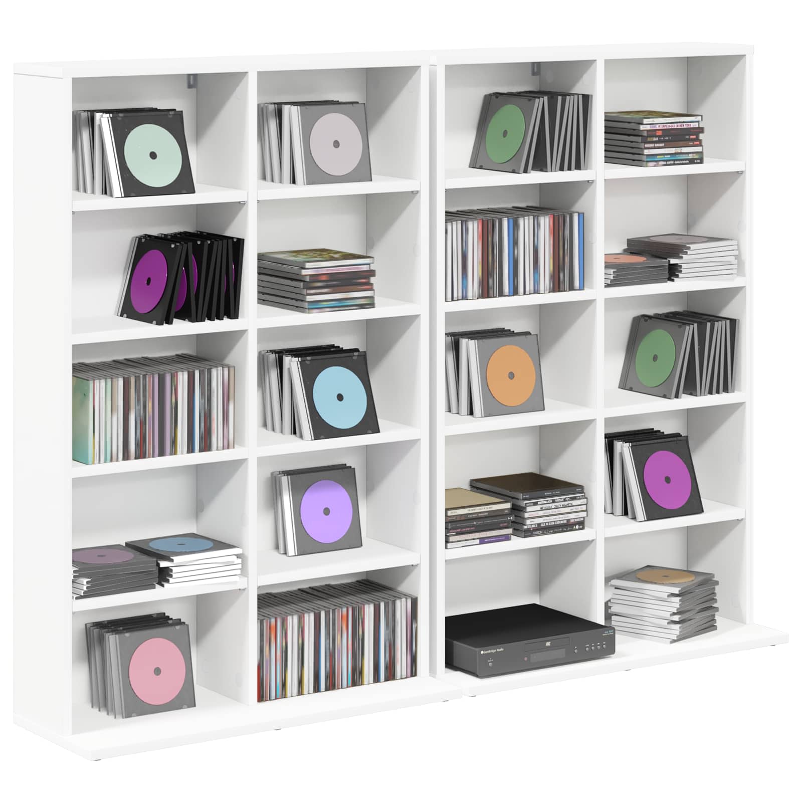 Półka na CD 2 szt.. Biały 65 x 23,5 x 97,5 cm Materiał drewniany
