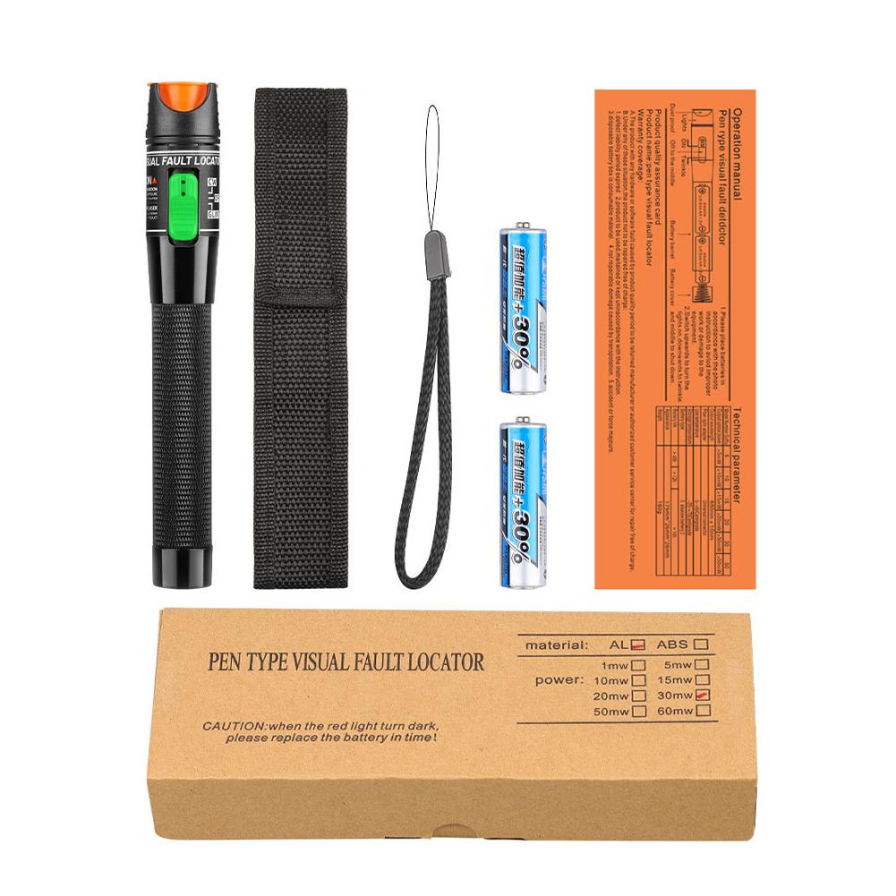 

Универсальный 30-километровый VFL-световой источник света, тестер оптоволоконного кабеля, 30 мВт, визуальный локатор неисправностей, длина волны 650+10 нм, FC, SC, ST чёрный