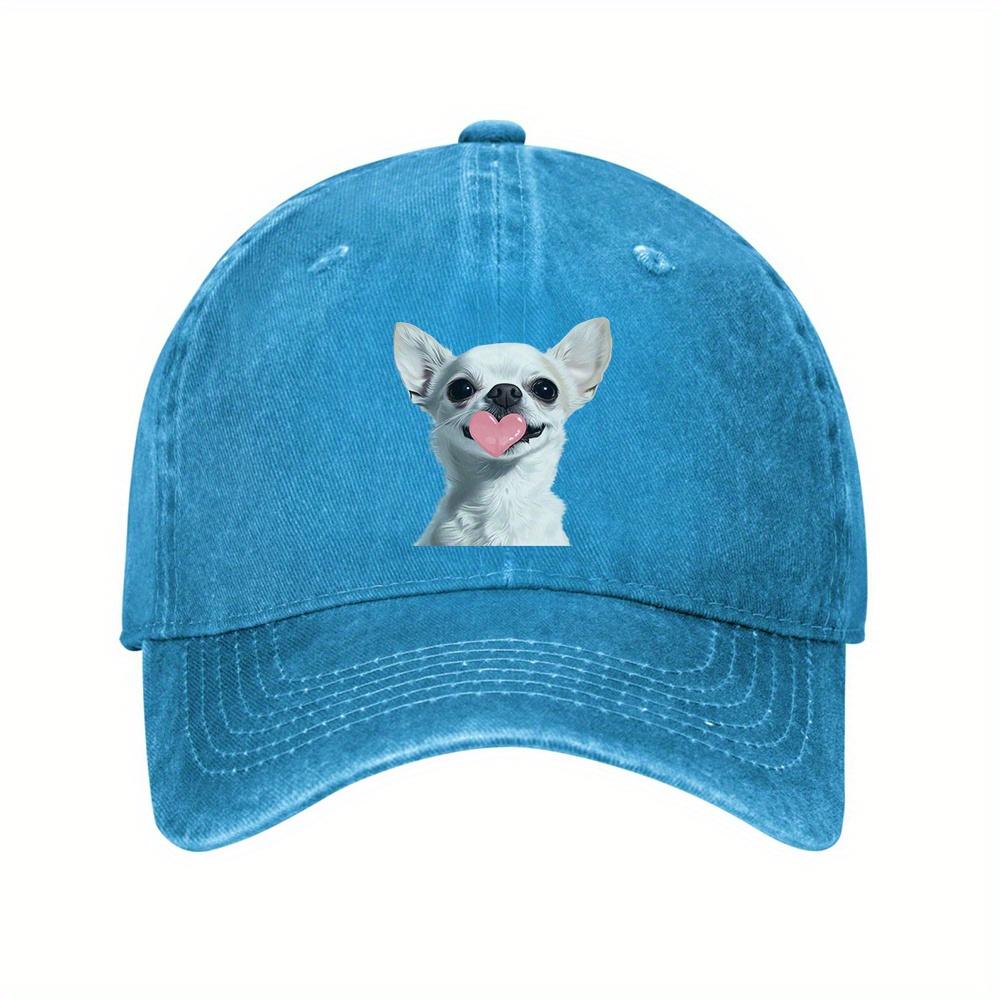 Liebesherz Valentinstag Chihuahua Herz Zunge Druck Baseballkappe Unisex Lässig Verstellbar Denim Stil Hut