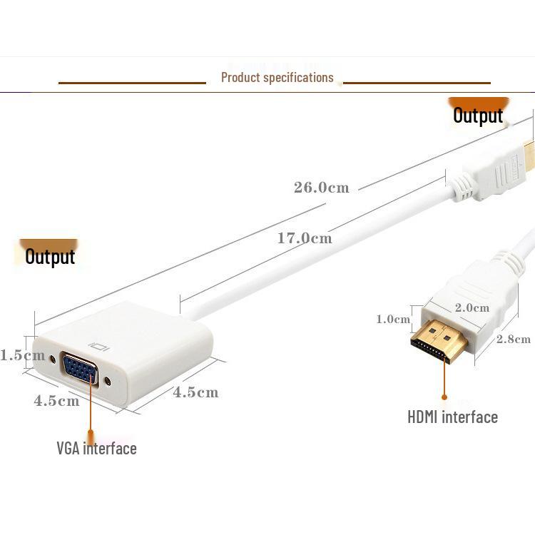 1080P HDMI to VGA Video Cable for Computer and Monitor