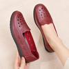 Hollow Soft Sole Mom's Shoes Sandals Summer Comfort Flat Sole Women's Shoes Hole Leather Shoes Middle and Old Age Shoes 2024