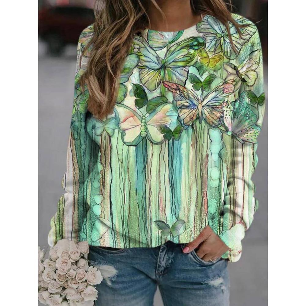 Autumn Pullovers & Long Sleeves Fashion New 3D Animal Print Urban Leisure Women's Round Neck Long Sleeved Pullover