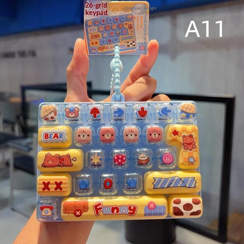 Mini Keyboard Keychain 26 Grids Creative Sea View Pendant Funny Decor for Key Ring Children's Day Gift