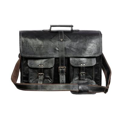 Schwarze Leder-Umhängetasche, Leder-Umhängetasche, schwarze Echtleder-Laptoptasche, Leder-Umhängetasche für Männer und Frauen