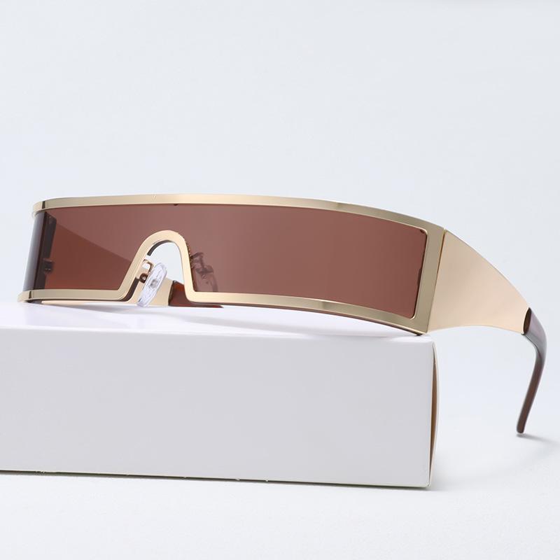 Non-polarized Vintage Trendy Design Small Frame Punk One-Piece Women Men Sunglasses Metal Frame Outdoor Driving Men Sun Eyeglasses