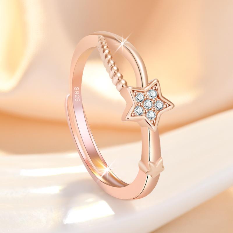 Ladies Crystal Star Adjustable Open Rings Jewelry