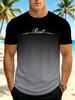Men'S Digital Print T-Shirt, Men'S Reset Letter T-Shirt, Summer Casual Black Gray Short Sleeve Top, Men'S Clothing, Comfortable Soft Breathable,