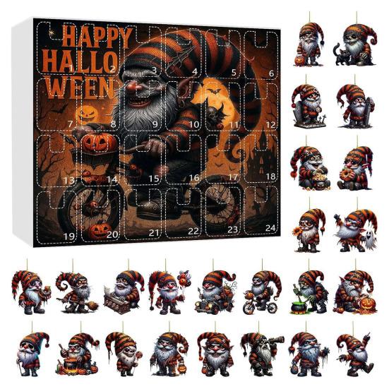 

Хэллоуин Гном Адвент-календарь 24 дня Календарь обратного отсчета 2D акриловый тыквенный гном подвесные украшения для Хэллоуина домашний декор E