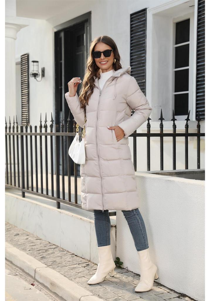 Women's Winter Hooded Slim-fit Mid-length Cotton Jacket