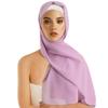 Solid Color Chiffon Hijab Scarf Bubble Pearl Soft Chiffon Headscarf Plain Design Folded Style Shawls Scarf Summer Season