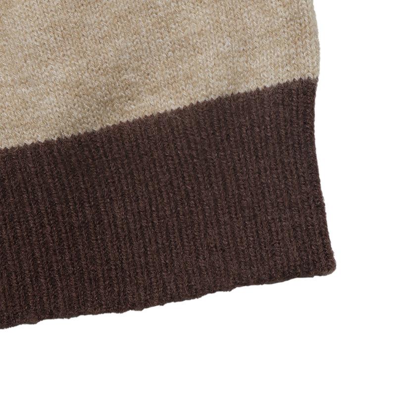 2026 Retro Color Block Stripe Polo Collar Sweater - Women's Long Sleeve Knitwear for Autumn/Winter Casual Wear