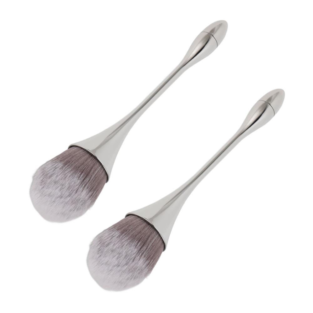 2pcs Multipurpose Nail Art Powder Brush Ergonomic Handle Powder Remover Brush For Manicure Use