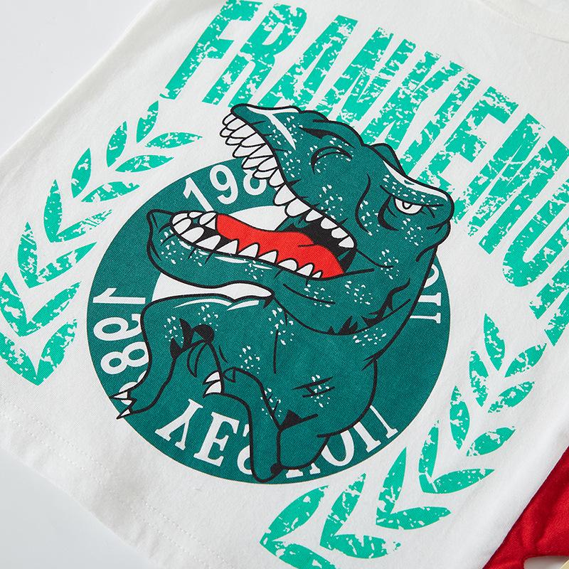2026 Boys' Short Sleeve 3D Dinosaur T-shirt - Pure Cotton Summer Wear