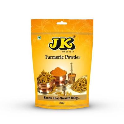 J.K. Haldi (Curcuma) Poudre, 250 grammes | Curcuma Doré Naturel | 100% Végan | SANS Arômes ni Colorants Ajoutés | Parfait pour la Cuisine Indienne (Paquet de 1)