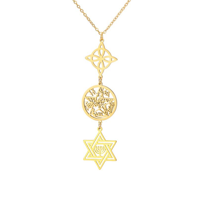 Dreamtimes VigWitches Knot Tetragrammaton Hexagram Candlestick Pendant Necklace for Women Men Witchcraft Wiccan Jewelry Gifts