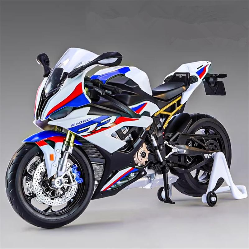 1/9 BMW S1000RR Alloy Racing Motorcycle High Simulation Metal Street Sports Motorcycle Model with Light Collection Children Toy Gift