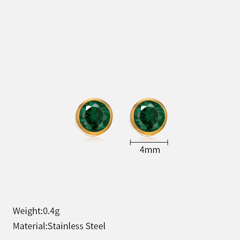 Simple Crystal Stud Earrings Fashion Women December Birthstone Colorful Diamond Earrings for Girls Gift