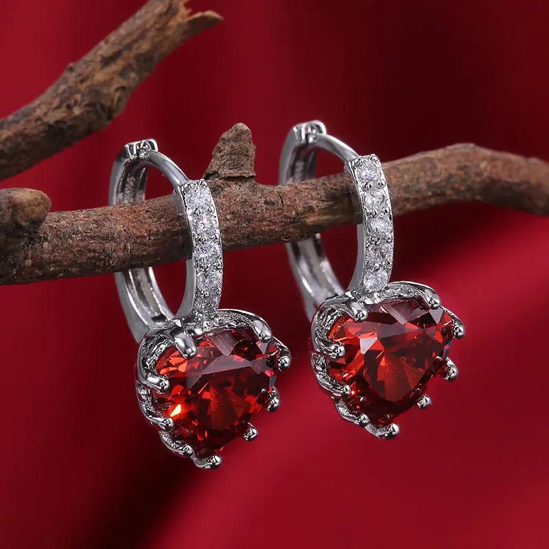 2026 Gorgeous Red CZ Women's Cubic Zirconia Earrings, Bright and Elegant   Engagement Wedding Party Jewelry
