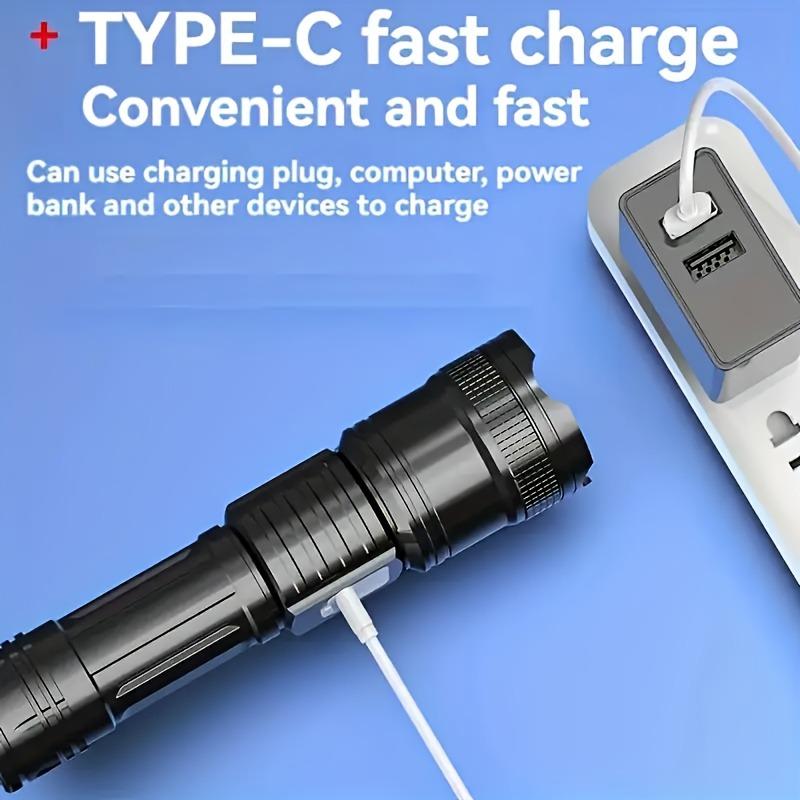 Telescopic Zoom Flashlight High Power Torch Light USB Rechargeable LED Flashlight Portable Lantern Outdoor Strong Light