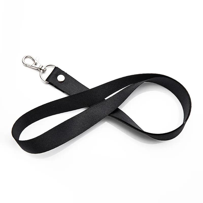

1/2Pcs Black Thicken Pure Color Lanyards Safety Hanging Neck Strap Lanyard For Mobile Phone ID Name Badge Holder Keys Metal Ring