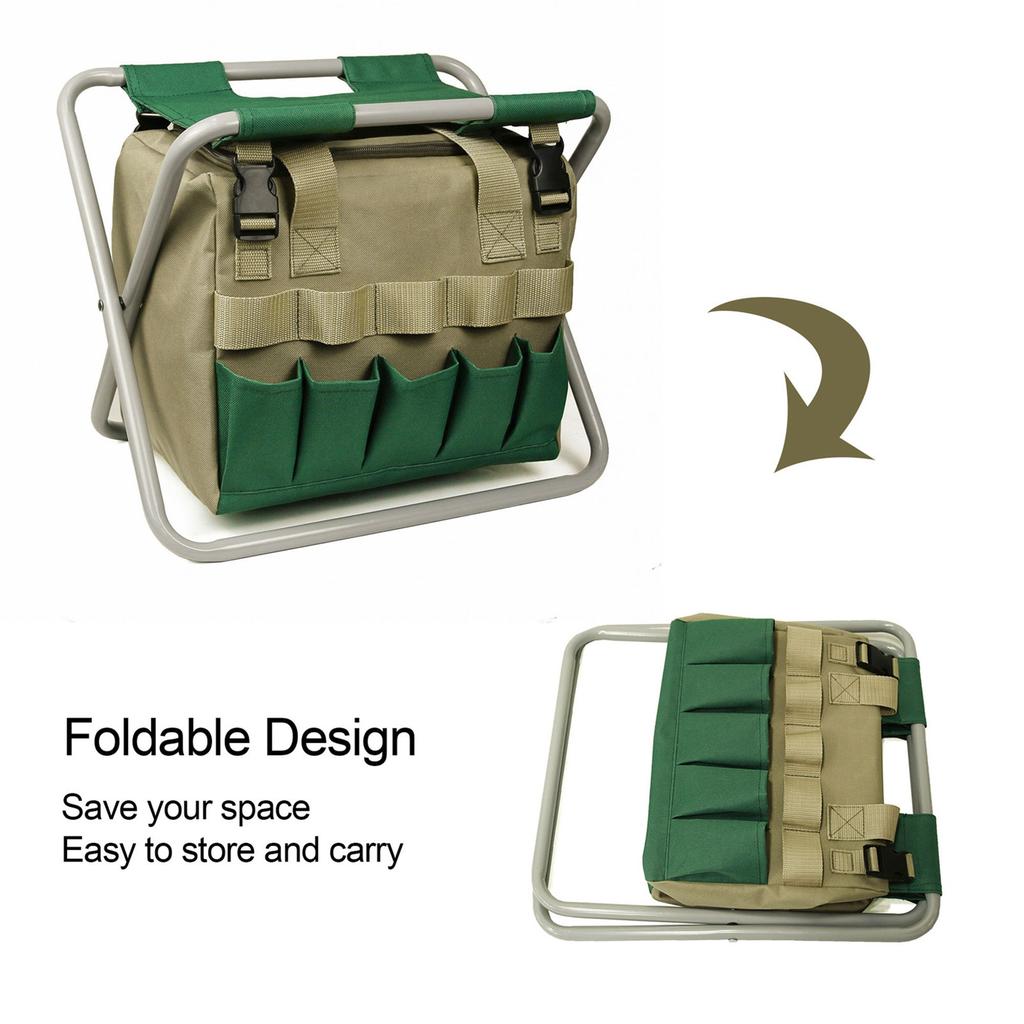 Removable Garden Tool Bench Folding Garden Stool Multifunction Gardening Tool Organizer Stool