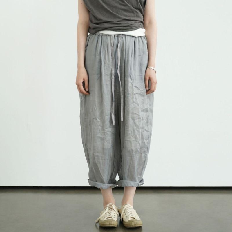 Johnature Women Vintage Straight Pants Solid Color Elastic Waist Trousers Summer Loose Belt Casual Ankle-length Pants