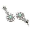 Rhodium-Plated Silver Toned Square & Circular Shaped American Diamond Studded Necklace with Earring Jewellery Set for Girls and Women
