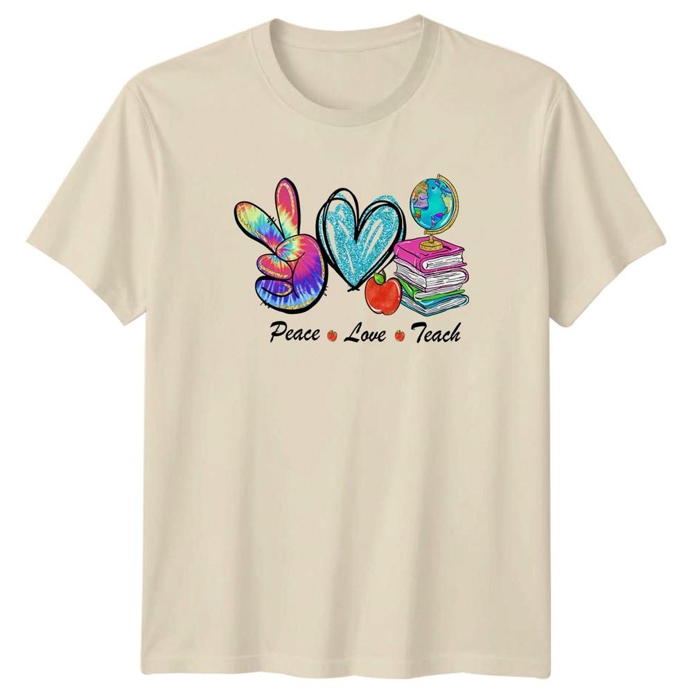 Peace Love Teach TShirt Teacher Education Gift For Her