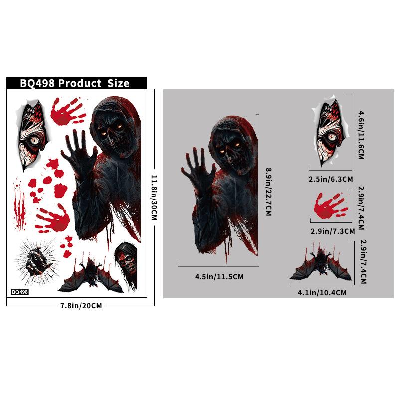 Halloween Window Clings Bloody Handprint Footprint Halloween Wall Decal Floor Clings Scary Halloween Decoration Window Stickers