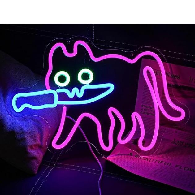 Neon Dachshund Bulldog Cat Skateboard LED USB Light