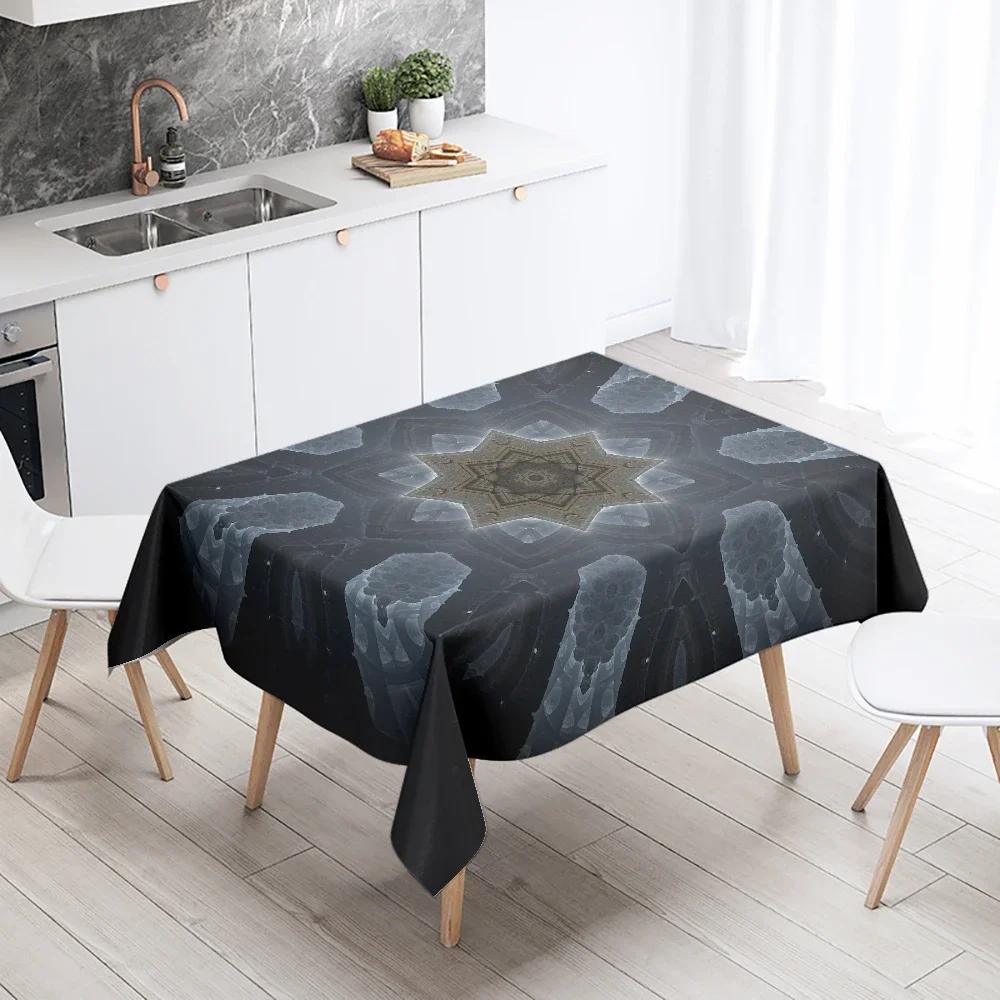 Waterdicht Rechthoekig Psychedelisch Mandala Tafelkleed Bruiloft Feest Restaurant Decor Keukentafel 100x145cm