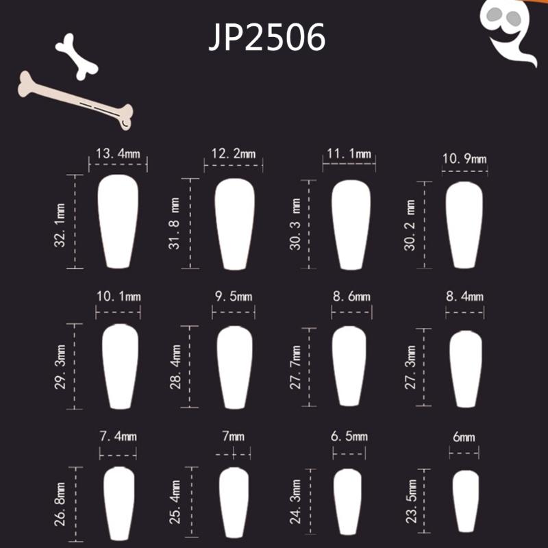 1 Sheet Coffin Press on Nails French Fake Nails Tips Full Cover Acrylic Nails Glossy Horrible Halloween False Nails