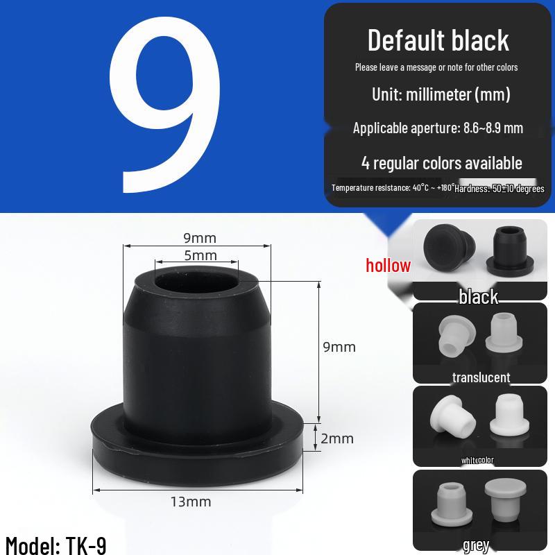 Black High-Temperature Resistant T-Shaped Silicone Stopper - Round Hole Rubber Gasket & Shock-Absorbing Blind Plug