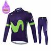 Movistar Racing Thermal Fleece Cycling Jersey Set Bicycle Bib Shorts Bike Clothing Ropa Maillot Ciclismo Hombre Bicicleta Kit