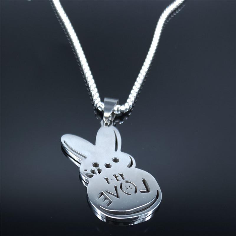 Sad for Love Creative Rabbit Stainless Steel Statement Necklace for Men Women Charm Jewelry