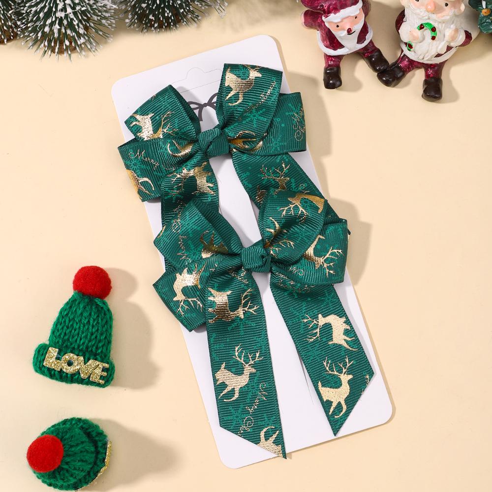 2pcs/set Christmas Bow Hair Clip For Baby Girls Simple Cheer Up Ponytail Hairpin Barrettes Headwear Hair Accessories