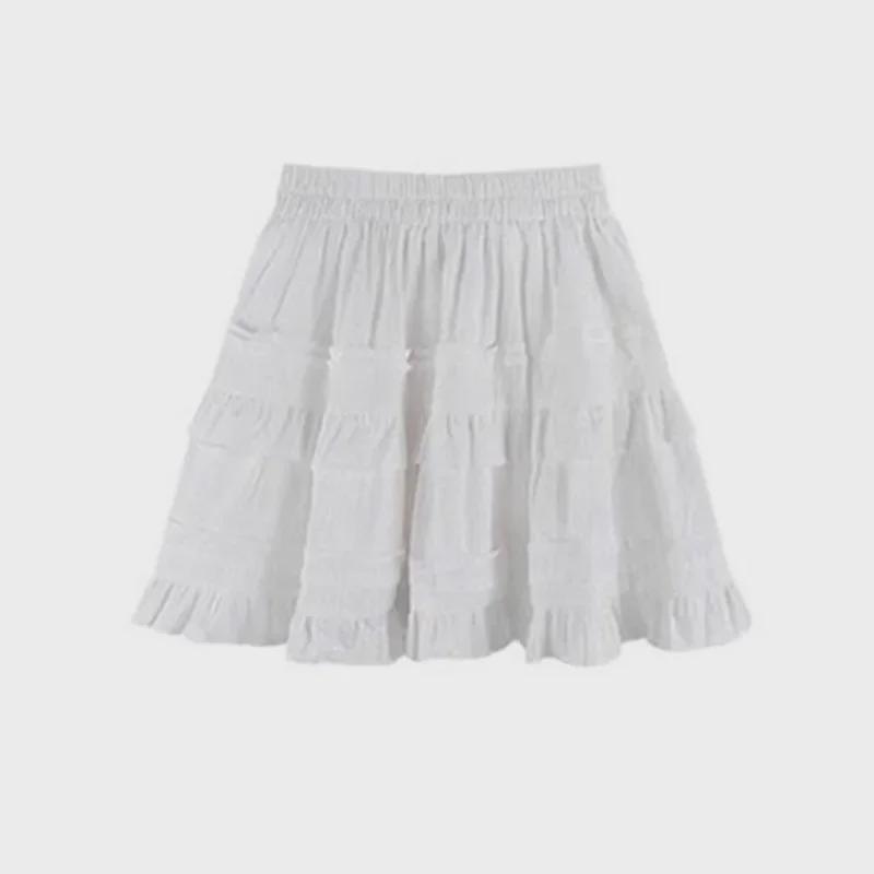 Ballet-Style White Lace A-Line Short Skirt for Women - Spring/Summer 2025 Collection.