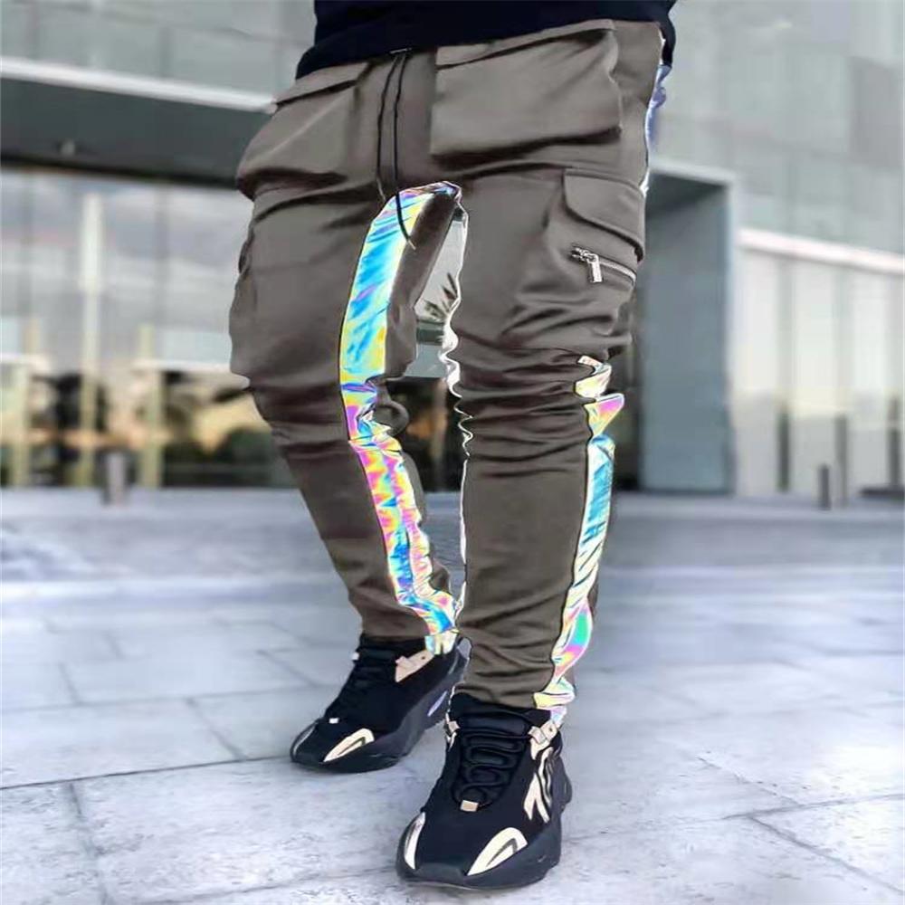 Mens Casual Jogger Cargo Pants Man Fashion Harem Pant Loose Trouser Streetwear Male Trend Pantalon Homme Reflective