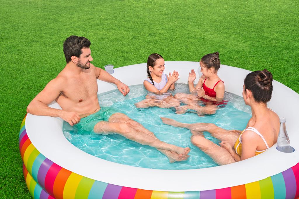 Bestway Rainbow Dreams Inflatable Family Pool, 2.06m X 2.06m X 51cm, Product Code: 54443