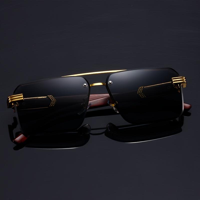 Box Sunglasses, Gu Shuangqiao Frameless Glasses, Wooden Temple Light Polycarbonate Frame, Half Frame Cut Edge Sunscreen Sunglasses