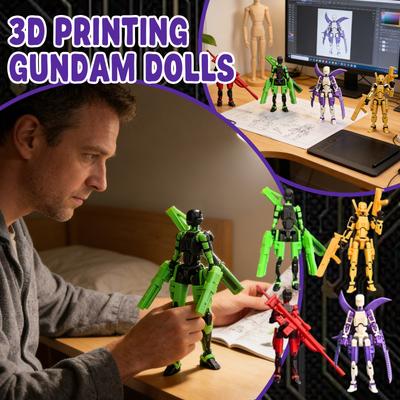 4-Pack 7.1in  Action Figure Set For Teen Boys, Figure With Multiple Accessories,Stocking Stuffers For Kids,3D Printed Party Favors