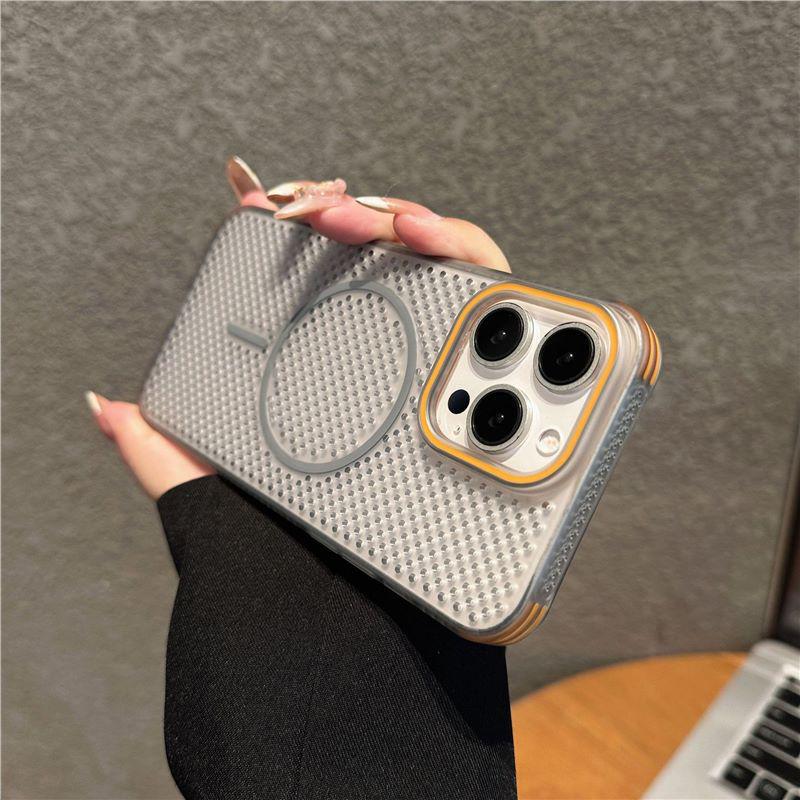 

iPhone 17 Pro Max Breathable Mesh Anti-Drop Heat Dissipation Case with Apple 16 Magnetic Features iPhone 12 Pro серый